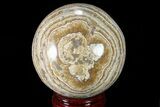 Polished, Banded Aragonite Sphere - Morocco #82283-1